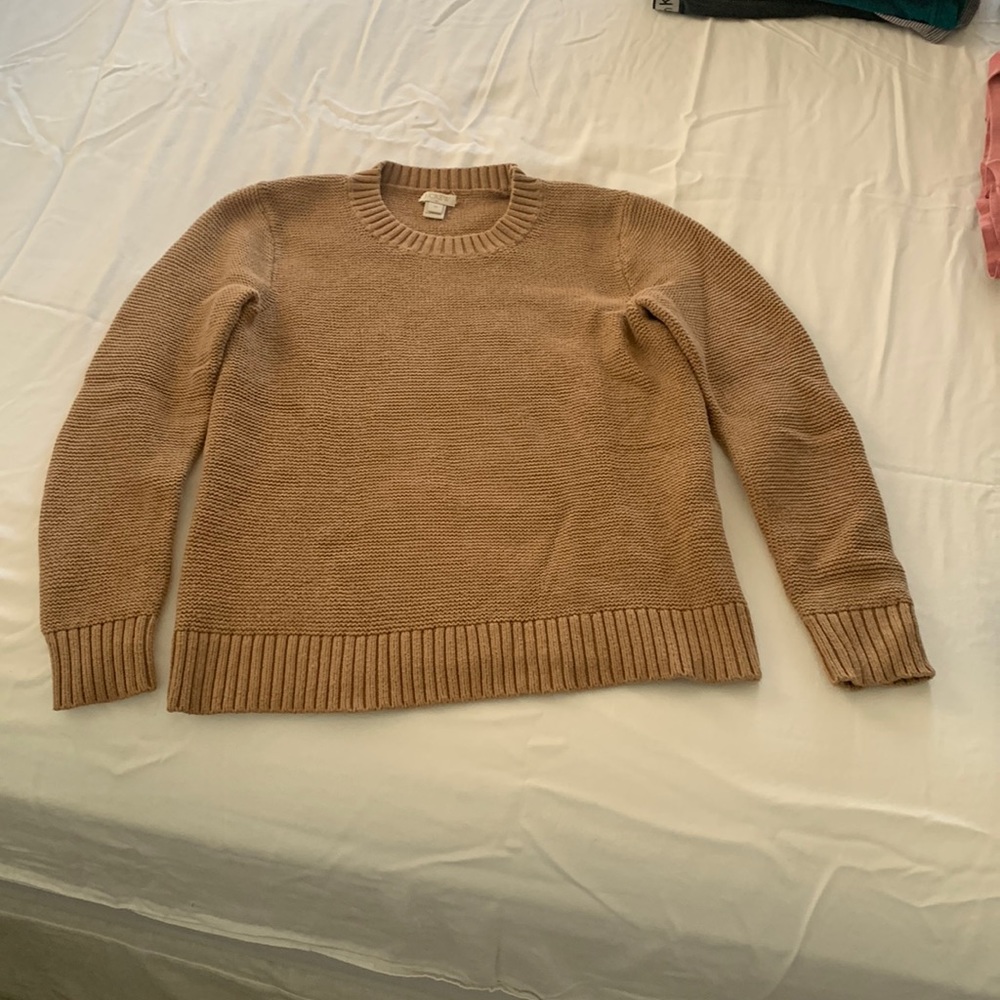 J. Crew crew neck sweater in tan/brown.